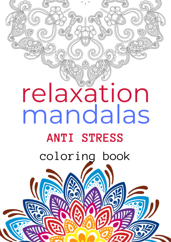An intricate mandala design being colored with bright pencils, showcasing the meditative process of stress relief through mandala coloring.